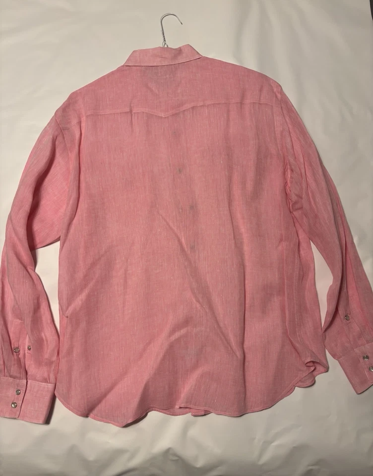 Polo Ralph Lauren Sport Classic Western Shirt Mens XL 100% Linen Long Sleeve - Image 4 of 4