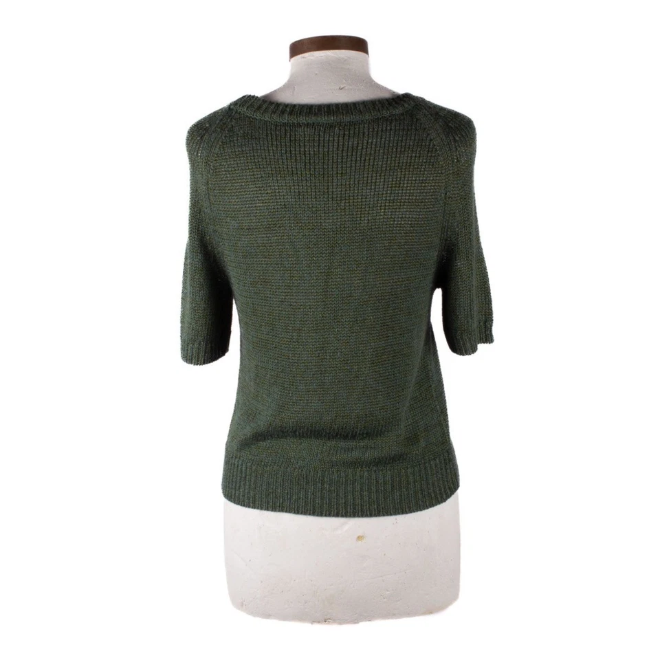 Suéter de manga corta DRIES VAN NOTEN mezcla de lino verde talla M Foto 4 de 4