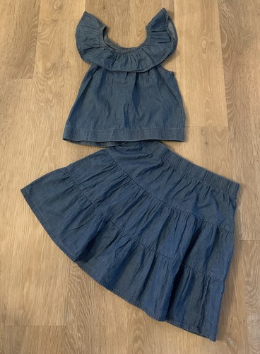 Sweet Butterfly Girl’s Size L(14-16) Chambray Two Piece Peasant Style Skirt Set