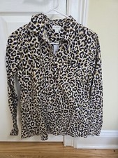NWT J. Crew Leopard Button-up Cotton Poplin Shirt in Signature Fit Size 6