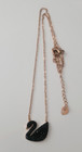 Costume Jewelry Swarovski Black Crystal Swan Pendant Necklace Rose Gold Plated