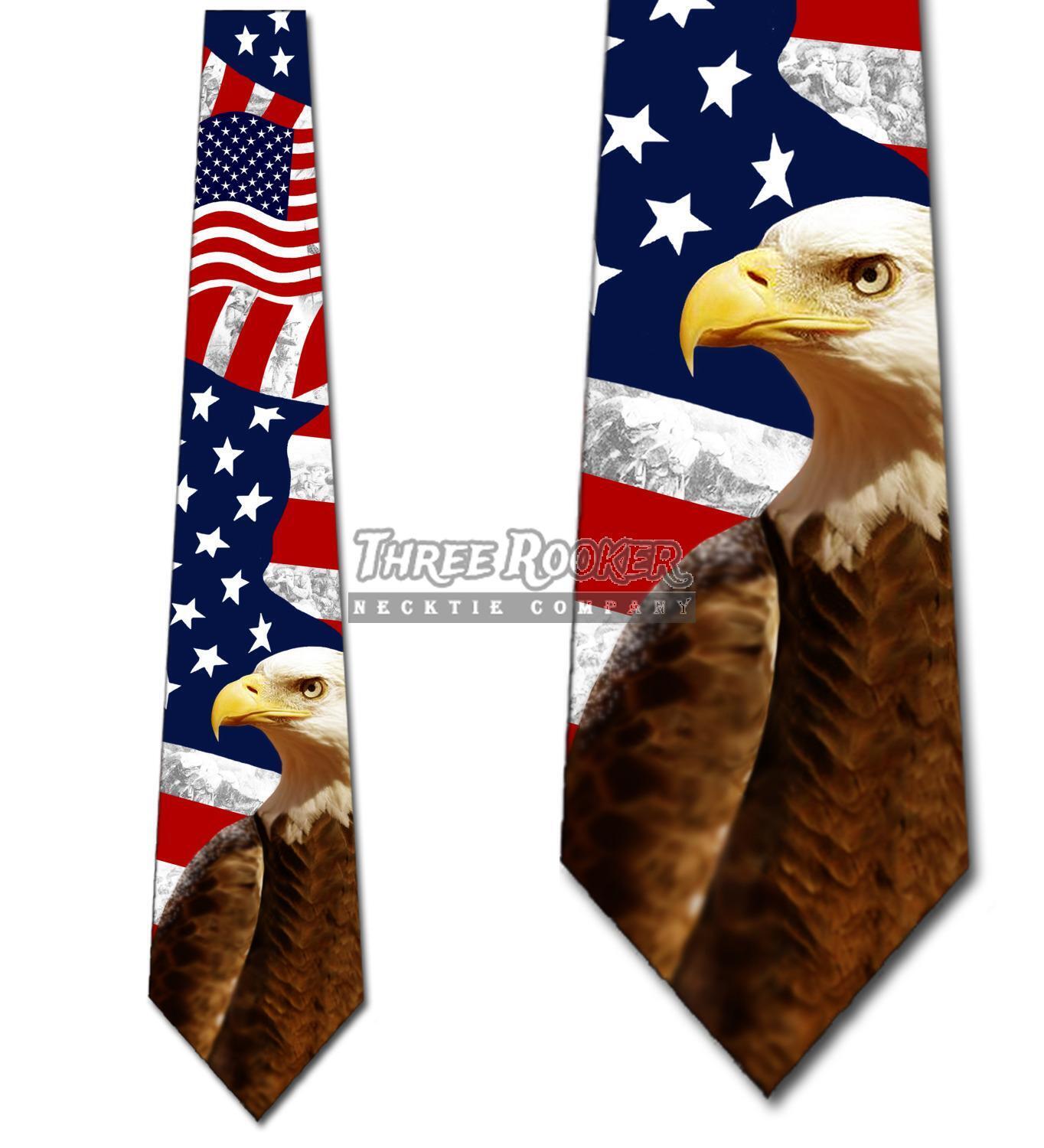 Flag Tie Eagle Necktie Mens Patriotic American Brand New