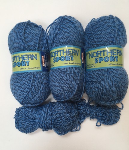 Lot 3+ Balls Northern Sport Acrylic Yarn Blue Twist, NS952211 - 165 gm, 560 yd