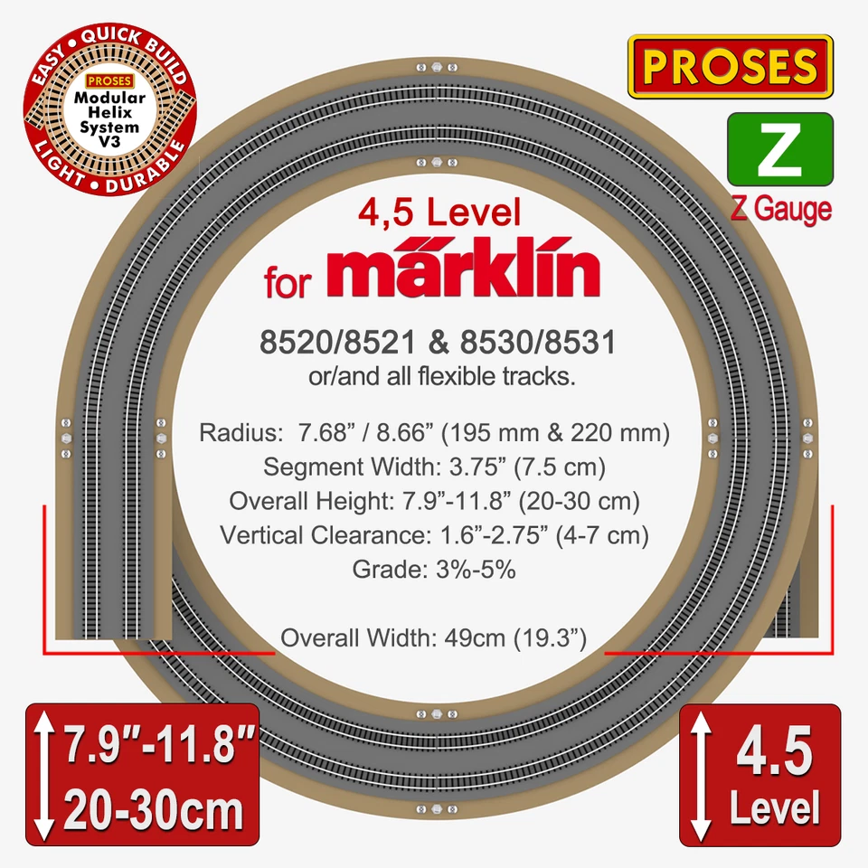 Z Scale / Gauge Model Train Helix for Marklin Z and all Flexible Tracks - Image 2 of 4