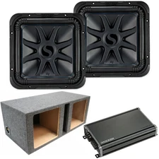 Loaded Dual Kicker 44L7S102 Car Audio Solo-Baric 10" Box & 46CXA12001 Amp Bundle