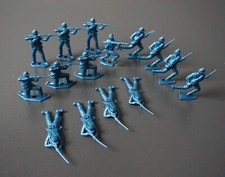 Vintage MPC Civil War Metallic Blue Plastic Toy Soldier Figures Lot of 15 READ