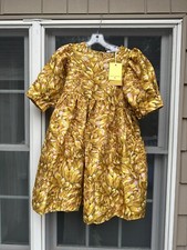 Kika Vargas x Target Dress Womens Yellow Floral Babydoll Puff Sleeves Small