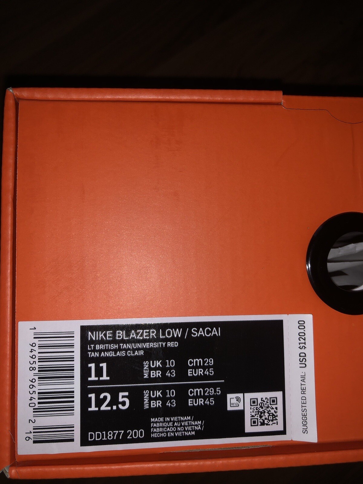 SACAI X NIKE Taglia 11 Nike Blazer Low x Sacai marrone chiaro britannico 2021