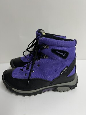 Kamik Girls Winter Pullon Boots Purple Lace Up  Waterproof Sz 3 Thinsulate