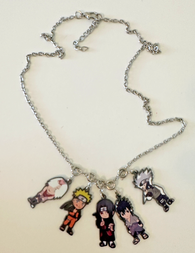 Anime Naruto Uzumaki Charms Halskette 18 in Silberfarben 5er Set