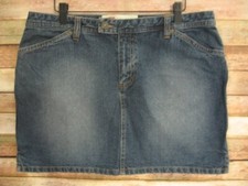 Vintage Y2K Denim Jean Mini Skirt Side Slit Sz 14 Preppy Western
