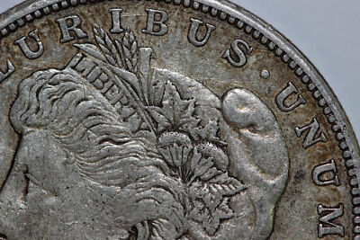 1921 S Grades XF VAM 1B-4a Thorn Head Die Gouge Morgan 90% Silver