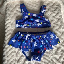 Cat  Jack 2T Swimsuit Two Piece Skirted Stars Polka Dots Blue Girl's Swim Set