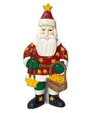 Wooden Hand Carved Santa Claus 12" Table Shelf Decoration Folk Art Holiday Decor