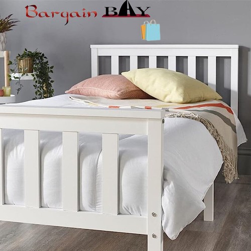 White Pine Bed Frame Wooden Shaker Style Bedroom Furniture Bed with Mattress uk - Picture 2 of 14