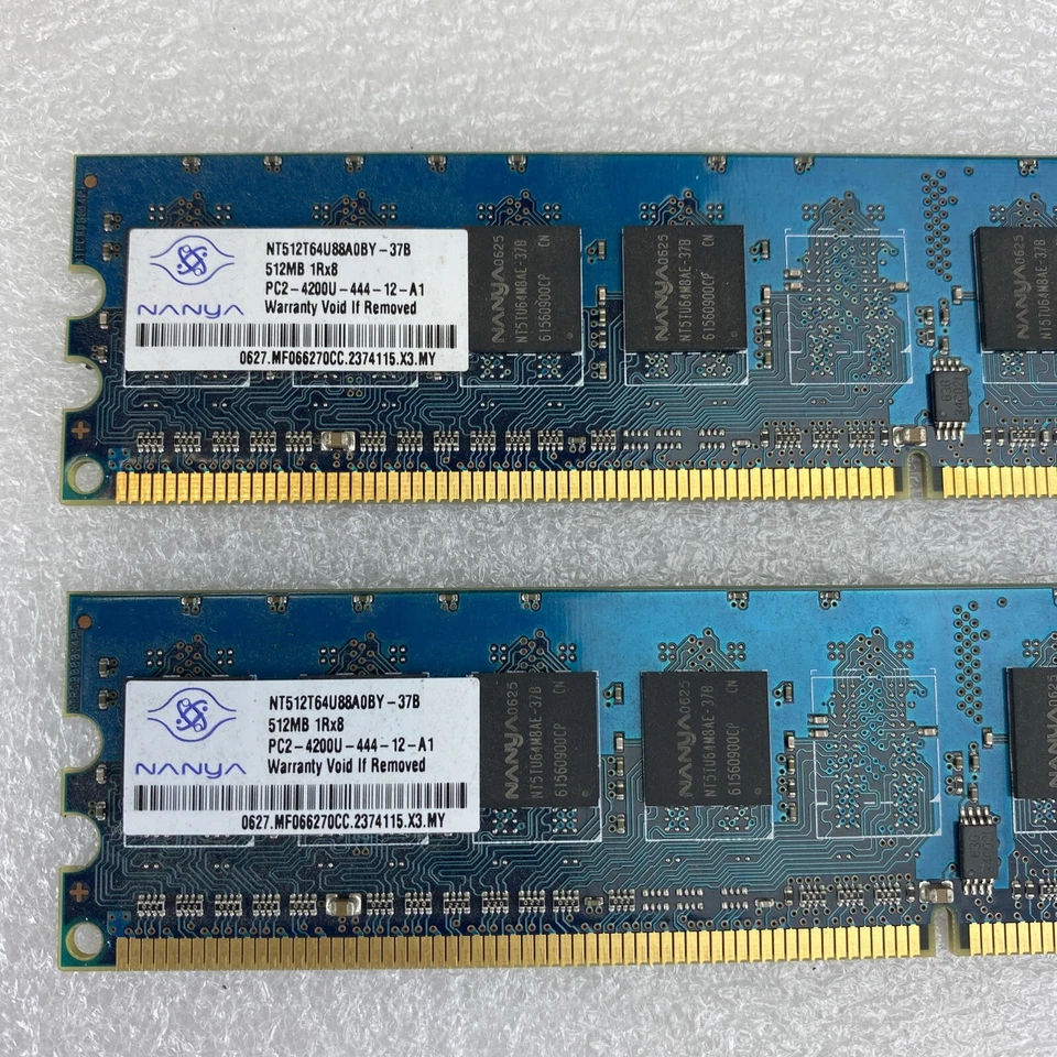 2x 512MB Nanya NT512T64U88A0BY-37B 4200U 1Rx8 DDR2 PC desktop memory RAM - Image 2 of 4