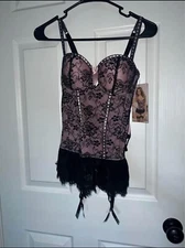 Pink Ego Boost Lace Bustier & Panty - Size Medium