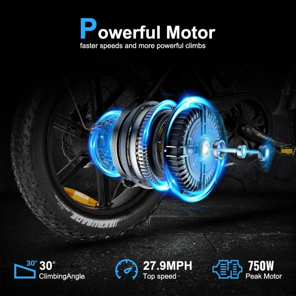 Lagads V20Pro Ebike 750W 15.6AH Mountain 20 Fat Tire 45KM/H Electric Bicycle - image 3 of 4