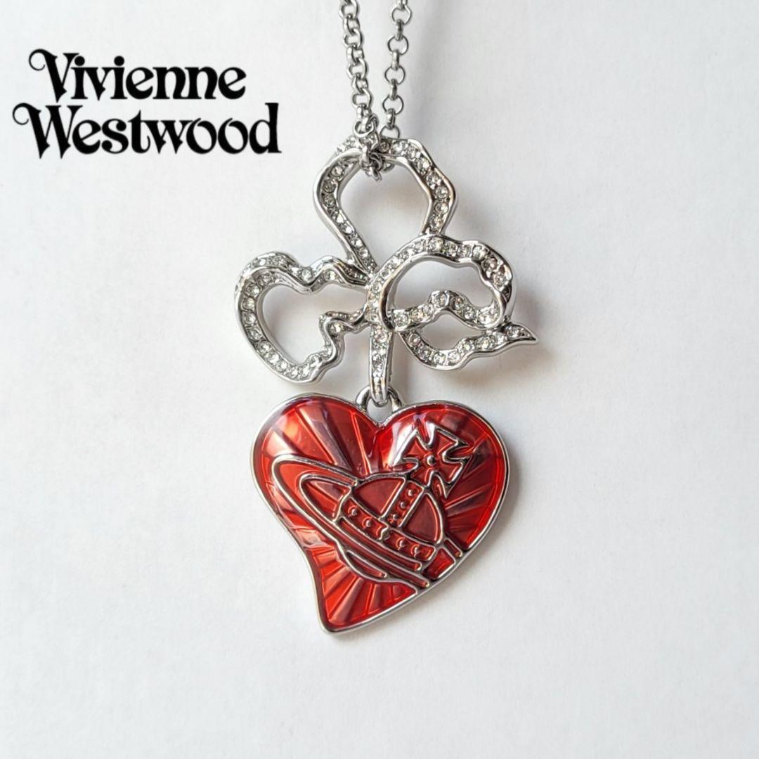 Outlet Vivienne Westwood Diamante Corazón Cinta Collar Rojo Sin caja