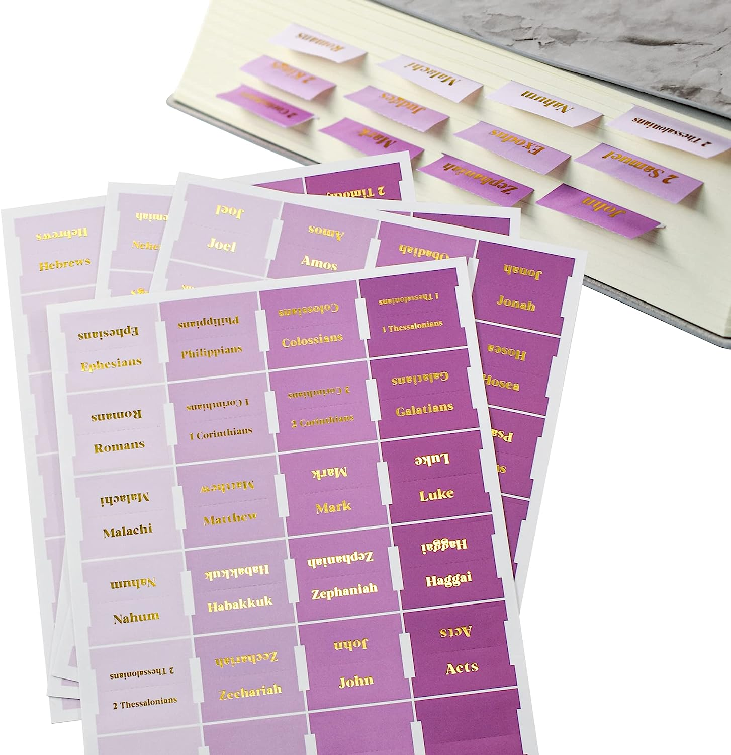 VANRA Bible Tabs For Study - 96 PCS Black Laminated Tabs With Gold Lettering For Old & New Testament