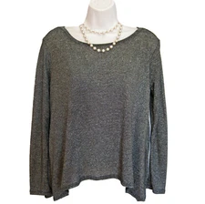 NEW Boxy Metallic Top Size S Small 6 8 Shirt Dividends Silver Black H&M Slouchy