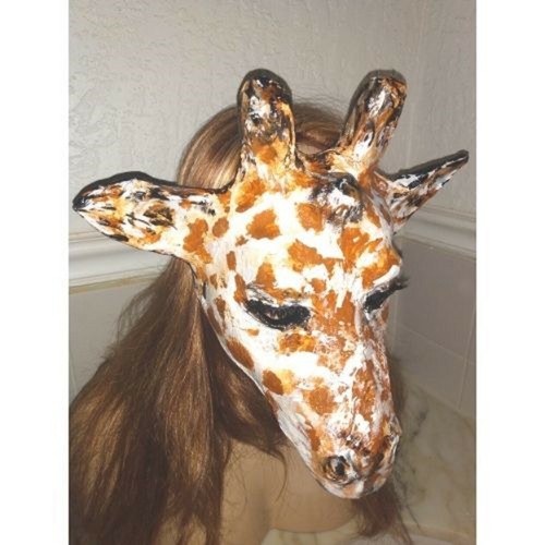 Original Paper Mache African Giraffe mask, Paper Mache Giraffe animal mask - Picture 3 of 8
