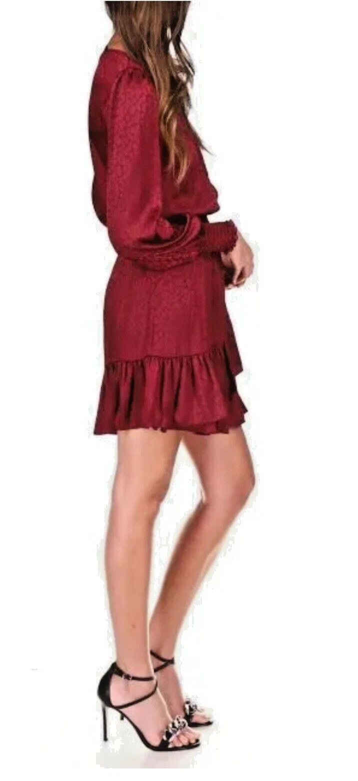 $165 MICHAEL KORS RARO Julia modello ghepardo scuro ROSSO RUBINO XS ABITO STAGIONE