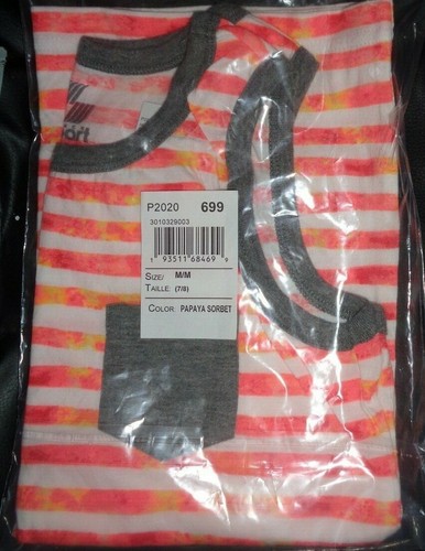 New Children's Place Sport M/M 7-8 GIRLS papaya striped pocket Tank tee top - Picture 2 of 5