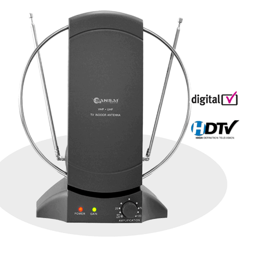 Sansai USB Powered UHF VHF FM HDTV Indoor TV Antenna with Built-In Amplifier - Bild 1 von 2