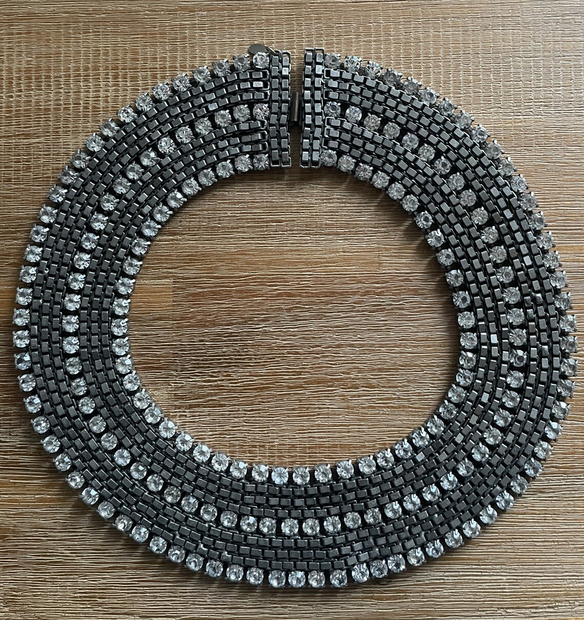 rhinestone chocker statement necklace by lee angel - image 1