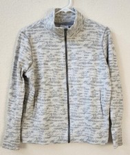 Zyia Cream Combo Zipper Jacket Sweatshirt Womens Medium Gray White