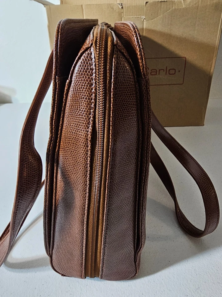 New in Box and Dust Bag Mimi DiCarlo Large Briefcase Tote Tan Style 1009LZ $225 - Image 4 of 4