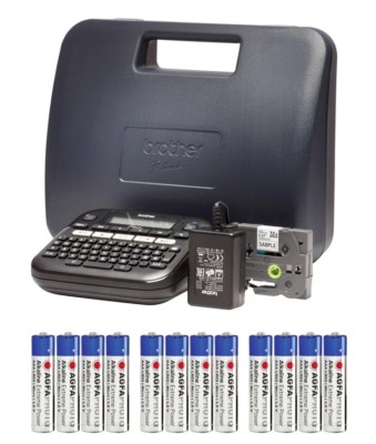 BROTHER P-Touch  Beschriftungserät D210VP LabelGerät PTD210VPZG1 Koffer + 12 AAA
