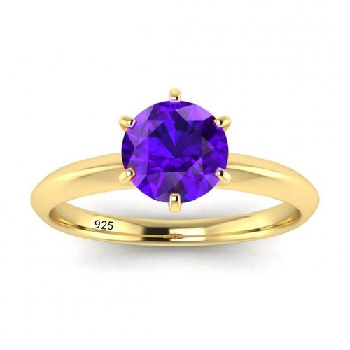 925 Sterling Silver Amethyst Gemstone Handmade Statement Round Women Gift Ring7 - Picture 4 of 7