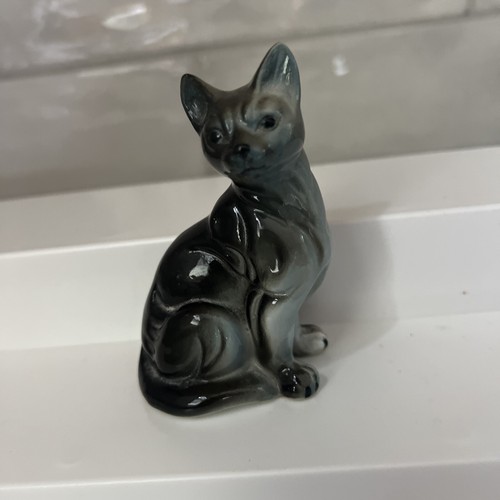 Vintage Mid-Century Ceramic Siamese Cat Figure/Figurine 3.5" Blue Grey - Picture 3 of 7