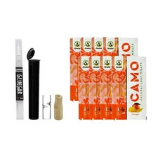 Camo Natural Leaf- 8 Pack Mango - Bundle with GlueGar OG 3ml, Glass &Wood Tip