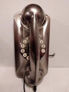 Pottery Barn Retro Style Satin Brushed Nickel Grand Wall Phone