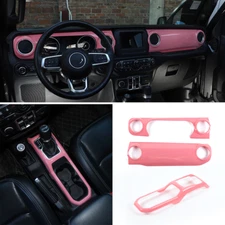 Dashboard Cover Cup Holder Center Console Trim For Jeep Wrangler JL JT 18+ Pink