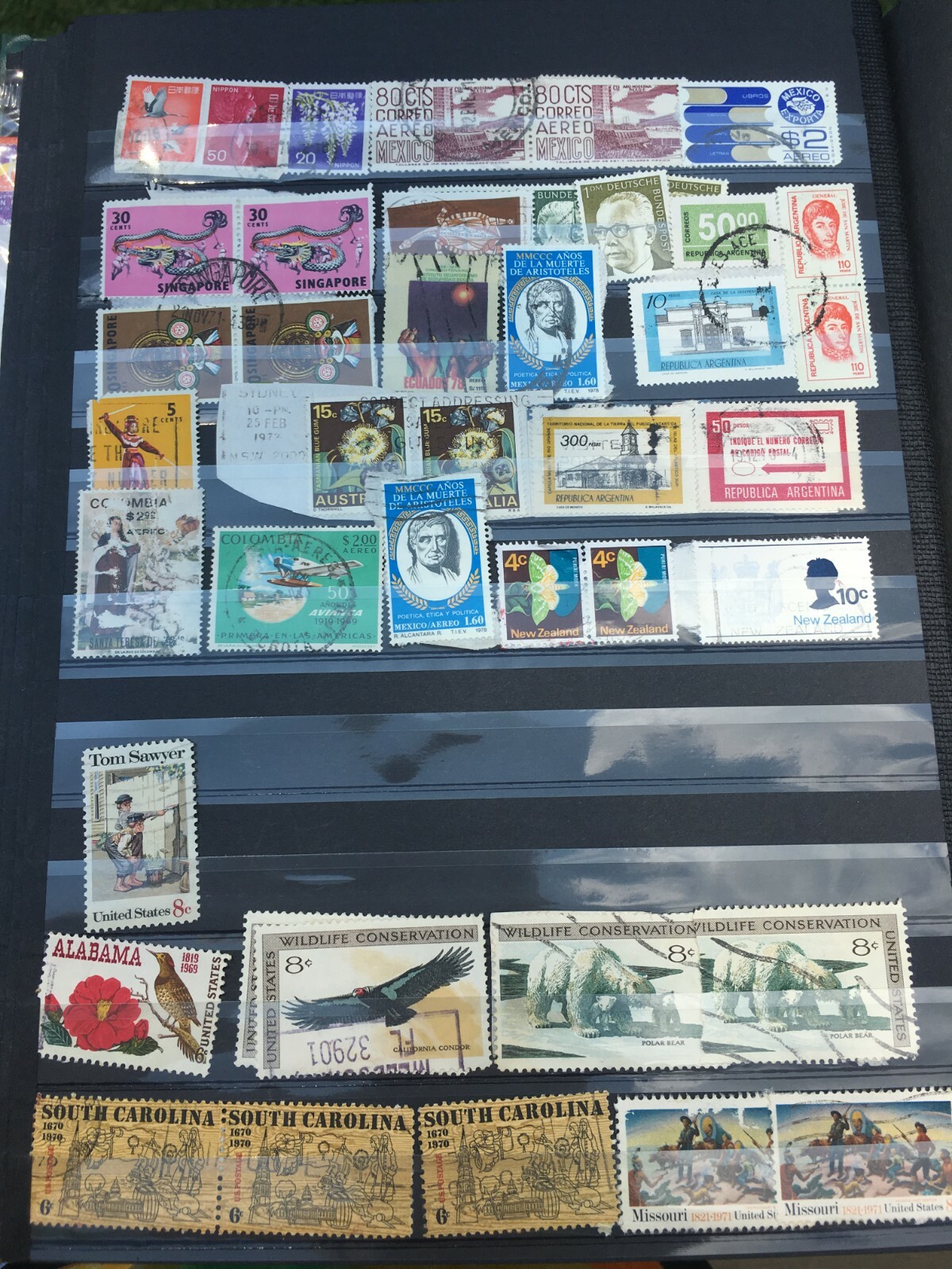 Postage stamp album collection over 400 stamps Vintage bulk stamp