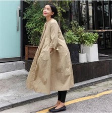 Women Loose Plus Size Shirt Dress Over The Knee Japanese Casual Long Dress