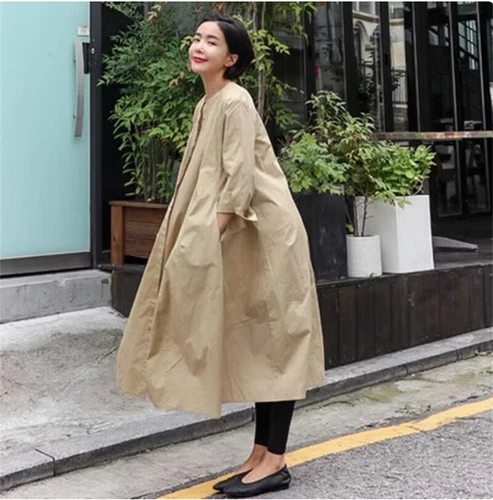 Lockeres Damen-Shirtkleid Übergröße Overknee japanisches lässiges langes Kleid - Bild 2 von 26