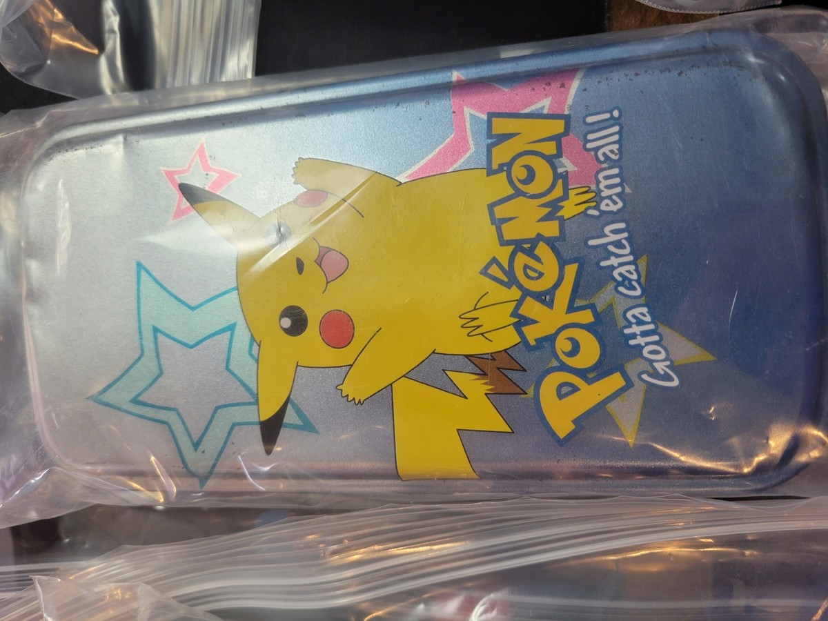 Vintage Metal Pikachu Pokemon Tin / Pencil Case - 1999