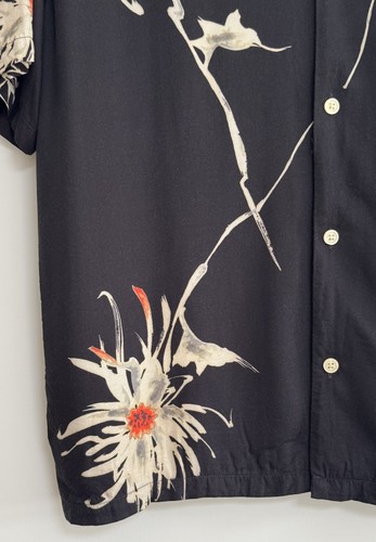 Allsaints “Shibu” Short Sleeve Shirt Floral Hawaiian Black Orange XL/ relaxed - Picture 7 of 10