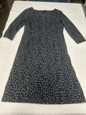 Talbots Blue Gray Black Cheetah Print Tailored Dress Women’s Size 10 Zip Back