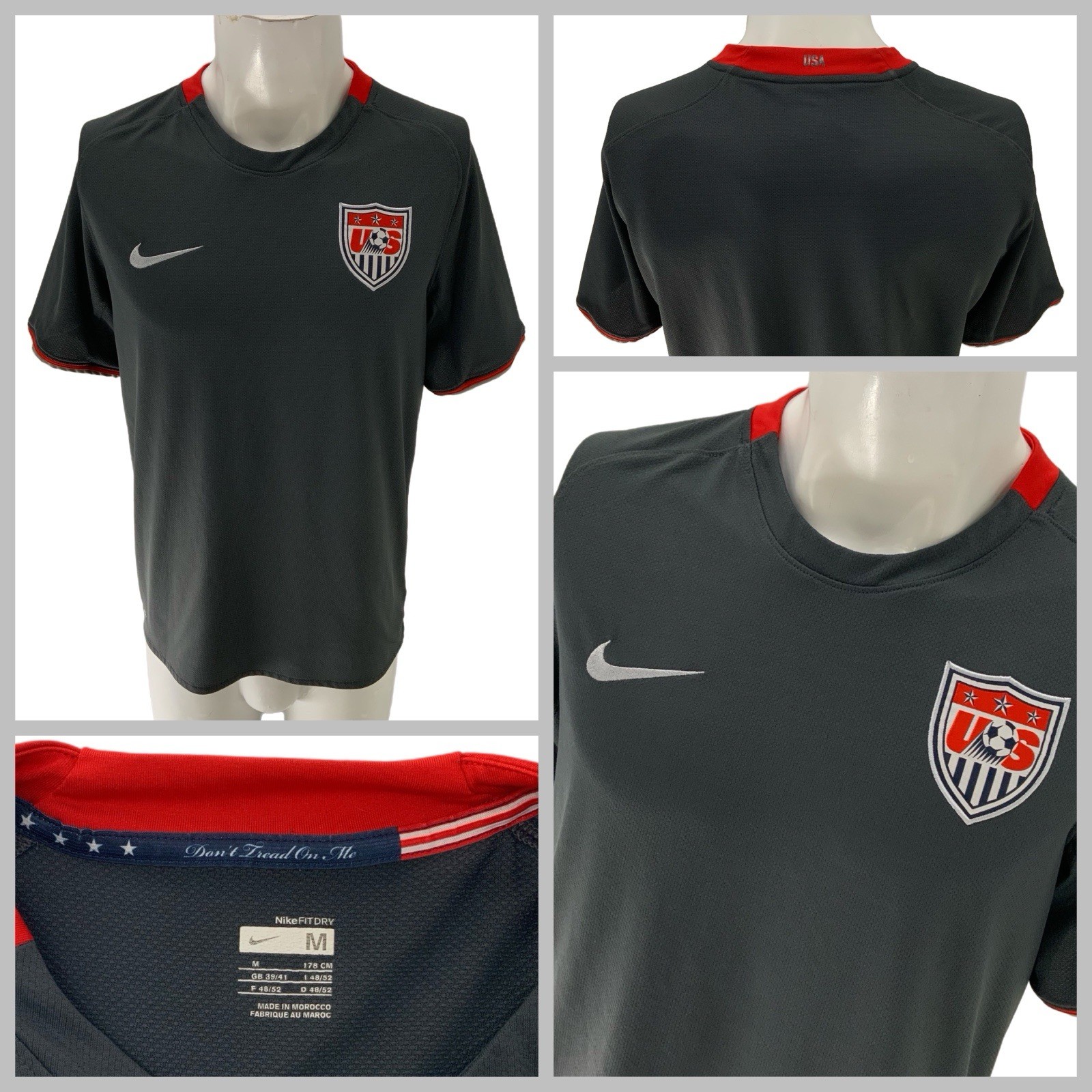 Nike FitDry USA Soccer USMNT Training Jersey Shirt Men's M Gray Red YGI X5-45