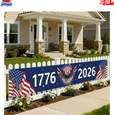 250 Year Anniversary USA Banner Flag 2X10 Ft, 4Th of July Decorations 1776-2026