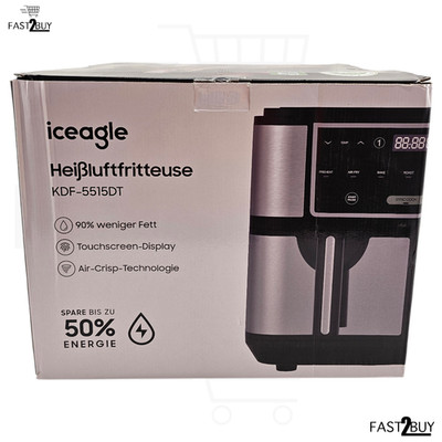 iceagle Heißluftfritteuse KDF-5515DT Air Fryer Touchdisplay BPA frei 10L