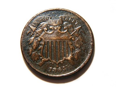 1864 2 Cent Piece with XF/VF+ details,  Nice Low Priced *Better Grade* Coin