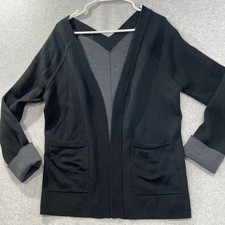Lululemon Black Wool Knit Cardigan Size M 8 Open Front Reversible Casual Classic