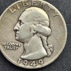 1949 Washington silver quarter.